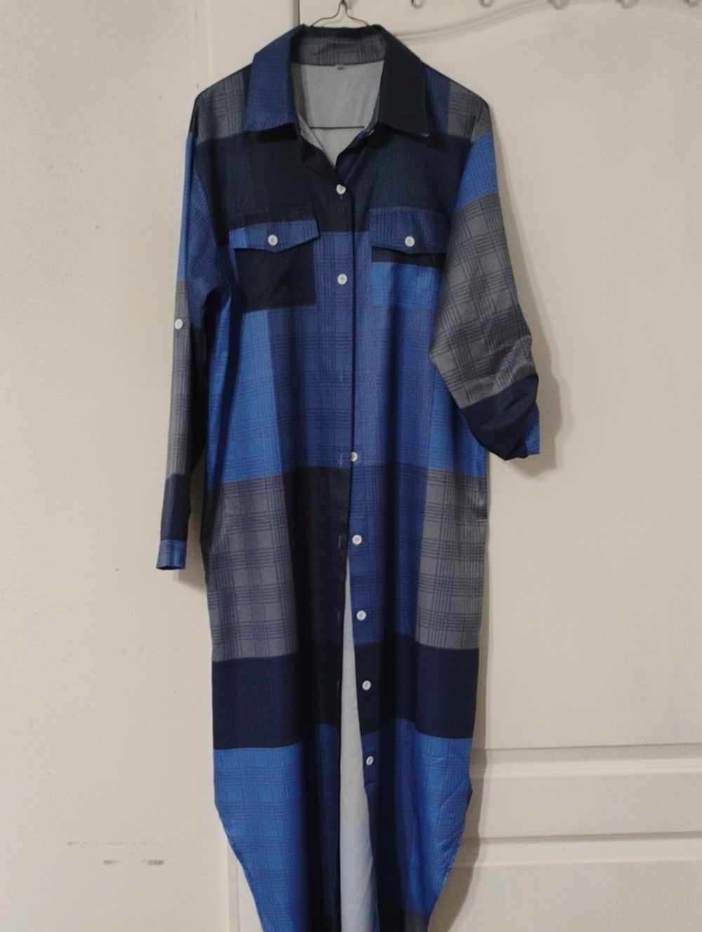 Blue & gray dress/ duster